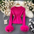 Women Design Knitted Sweater O Neck Long Sleeve Solid Elastic Slim Jumper Autumn Winter Fashion Streetwear Pullovers