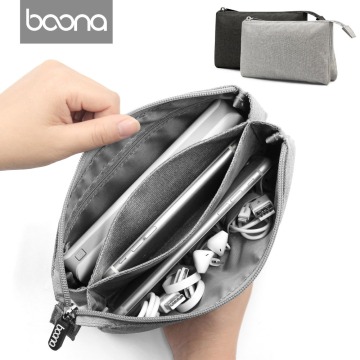 Boona Fake Linen Oxford Electronic Accessories Cable USB Hard Drive Organizer Bag Portable Storage Case New