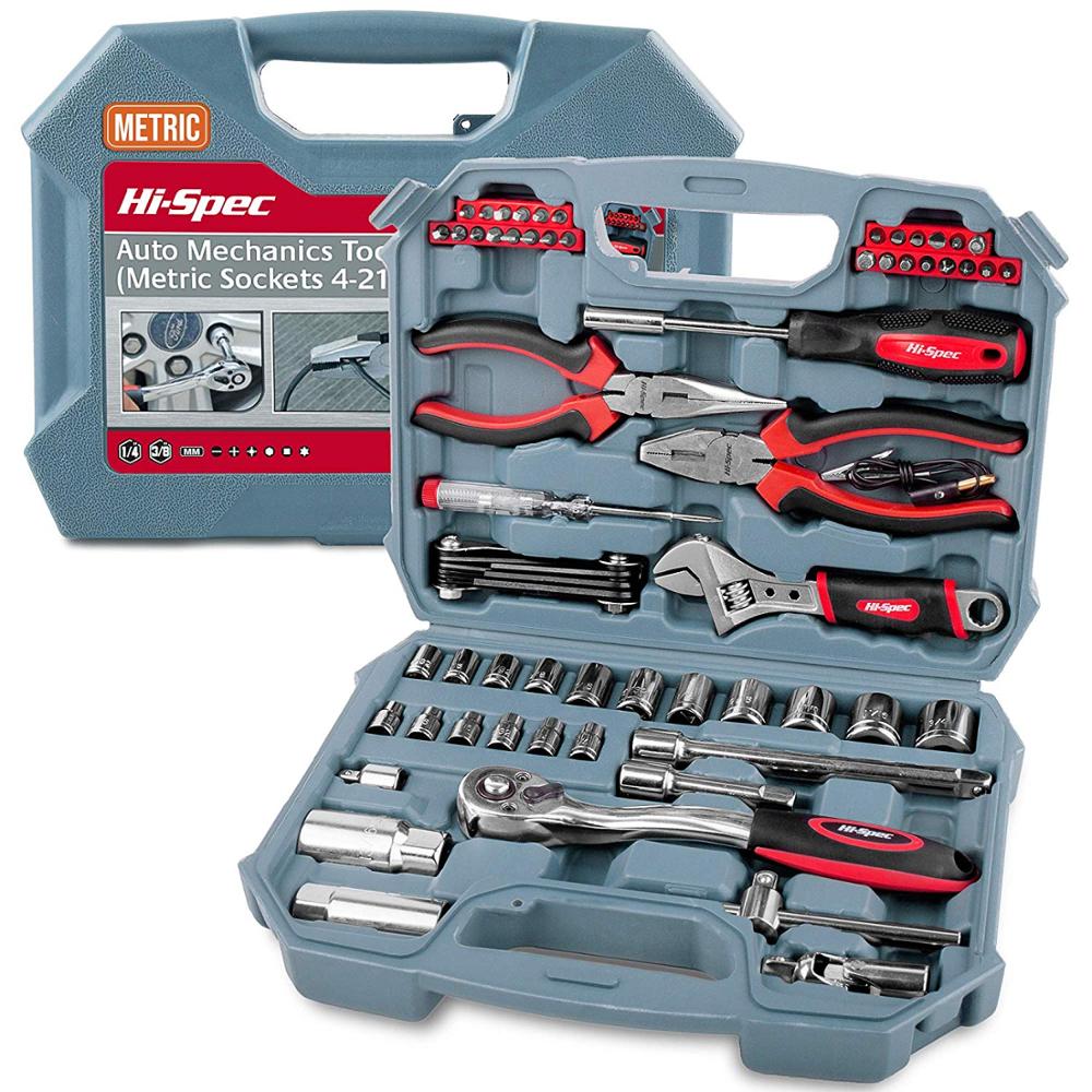 Hi-Spec 67pc Hand Tool Set Metric Car Auto Repair Automotive Mechanics Tool Kit Home Garage Socket Wrench Tools in Tool Case
