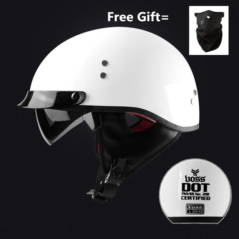 Motorcycle Motorbike Rider Half Open Face Helmet Visor With Collar vintage Motorcycle Motorbike Vespa dark lens gloss black M