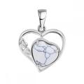 Howlite Love Heart Birthstone Pendant Gemstone Necklaces for Women