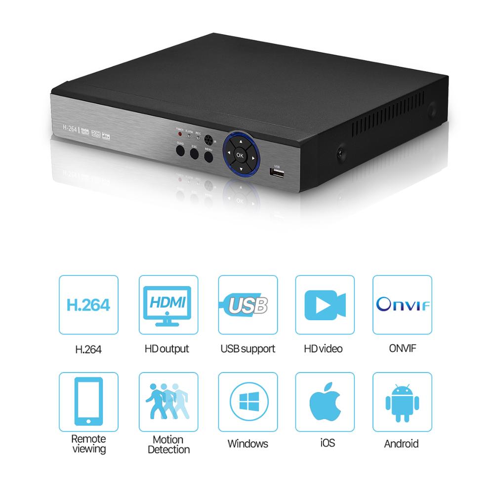 BESDER 5in1 4CH 8CH Security CCTV DVR 4MP For AHD CVI TVI Analog IP Camera Hybrid Video Recorder 4CH 8CH DVR Motion Detect ONVIF