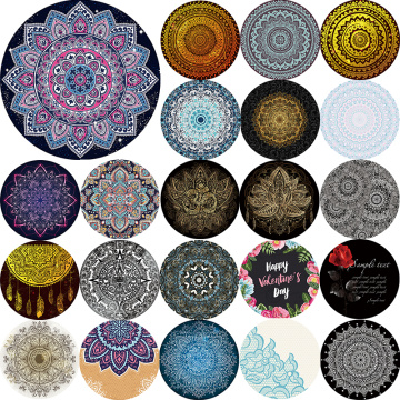 Hot sale Mandala beach towel flowers thirty lotus Round sea wave beach towels size 1500*1500mm