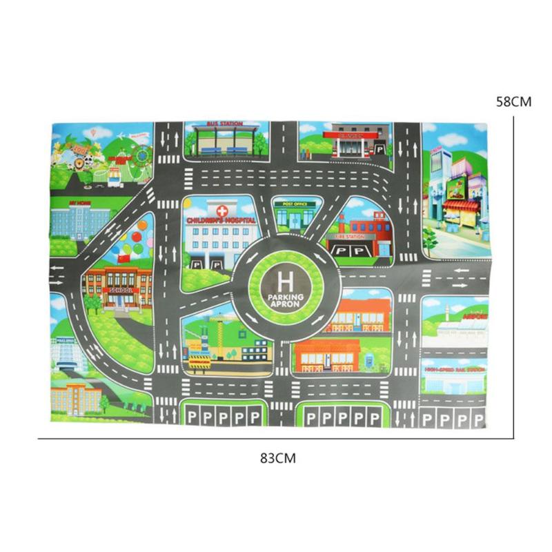 83x58cm Baby City Parking Lot Roadmap Play Mats for Kids Model Car Driving Game Road Signs Map Toy Infant Development Carpets