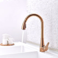 Tuqiu Kitchen Faucets Single Handle Pull Out Kitchen Mixer Tap Single Hole Rotating Rose Gold Water Mixer Tap Mixer Tap