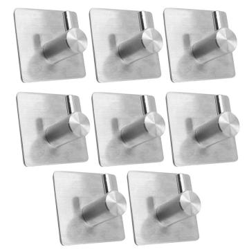 10pcs 4pcs Stainless Steel 3M Self Adhesive Hooks Sticky Wall Door Hook Robe Tea Towel Rustproof Towel Rack, Clothes Coat Hanger