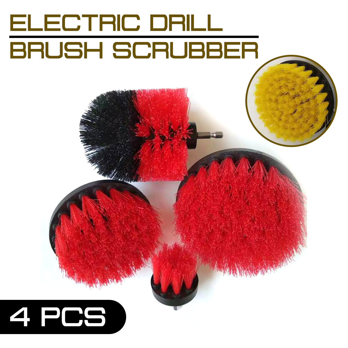 4 Pcs/Set Electric Drill Brush Power Scrubber Brush Drill Clean For Bathroom Surfaces Tub Shower Tile Grout Scrub Cleaning Tool