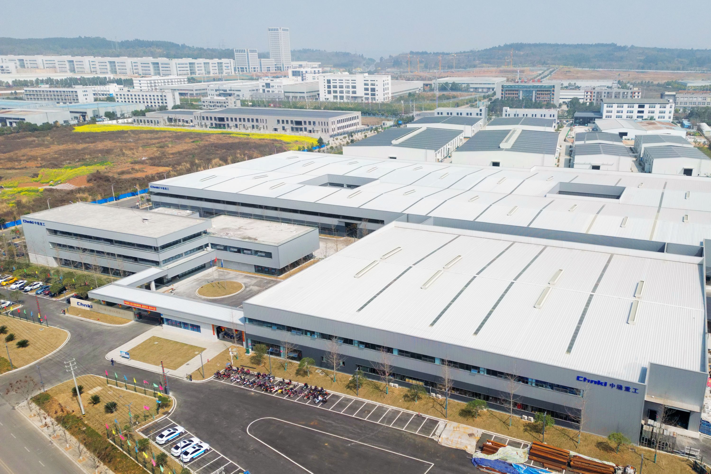 Chnki sewing machine factory aerial view