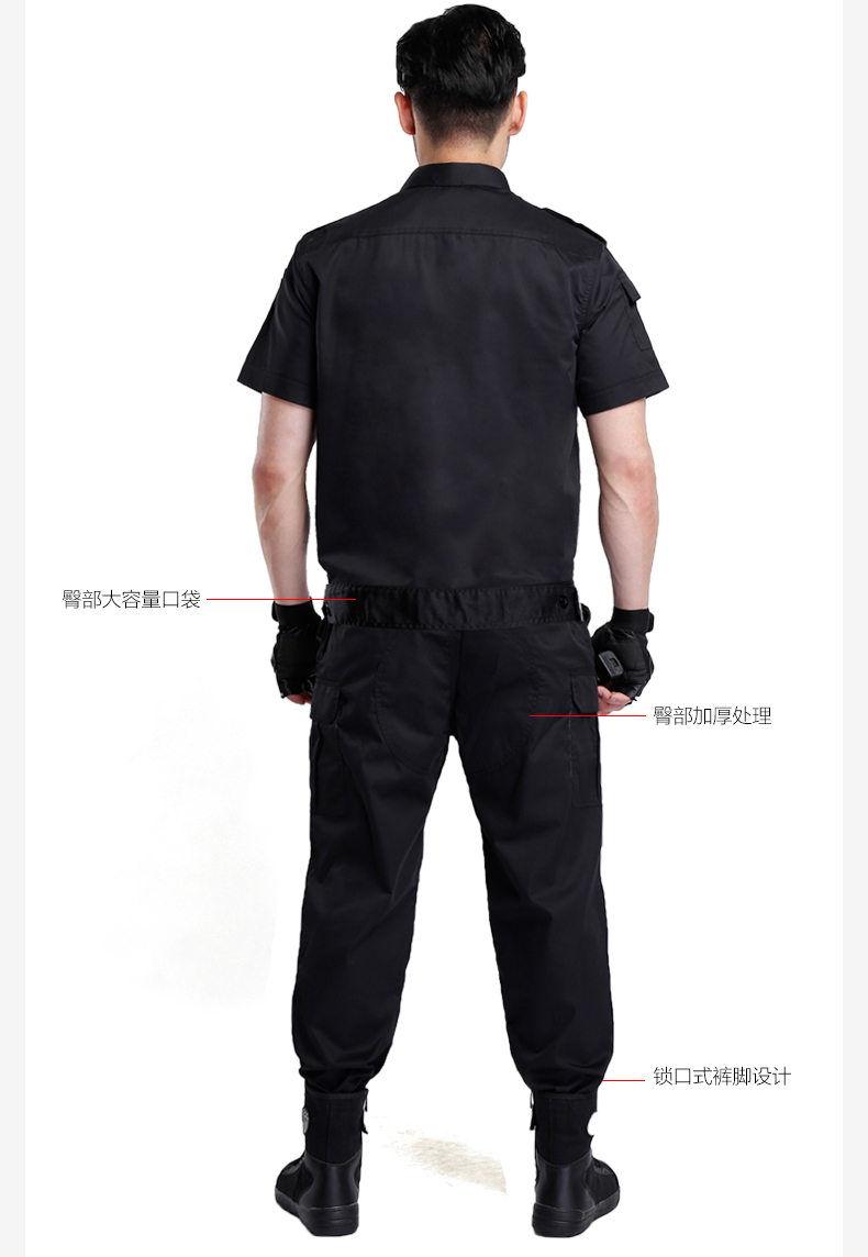 (1 set-shirt&pant)security guard combat uniform suits the hotel property a black jacket security summer wear work uniform sets