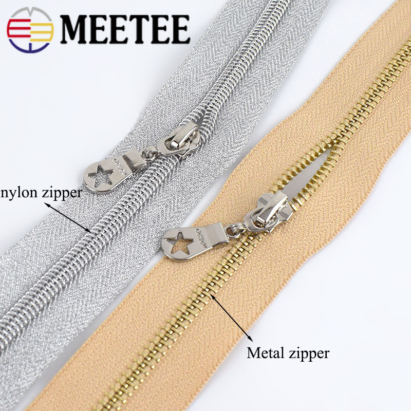 10pcs Meetee 5# Metal Zipper Head Auto Lock for Metal or Nylon Zippers Slider Zip Repari Kit DIY Bags Garment Sewing Accessories