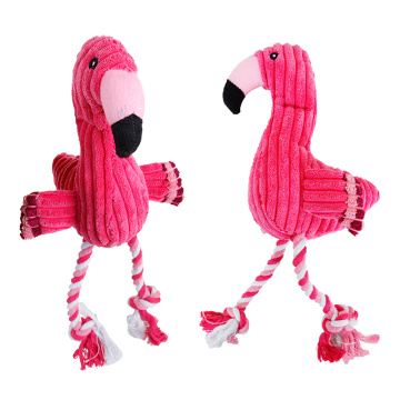 1 Pc Plush Flamingo Dog Toy With Cotton Rope Squeaky Pet Chew Toys For Small Medium Large Dogs Pet Training Products