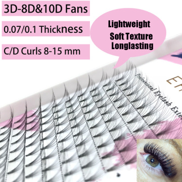 12Rows 3D~10D Lightweight Pre Made Russian Volume Fan Lashes Faux Soft Mink lash Extensions Natural Long Fluffy Eyelashes Makeup