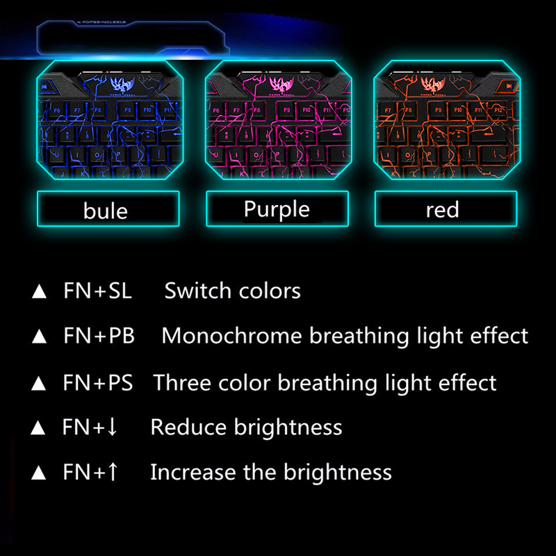 J60 colorful backlight LED Breathing Backlight RU/US Gaming Keyboard Mouse Combos USB Wired Full Key PC laptop Mouse Keyboard