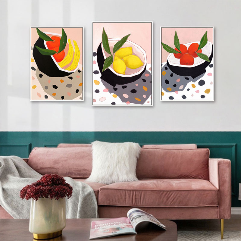 Nordic Fresh Fruit Poster Kitchen Wall Art Decor Abstract Lemon Apple Banana Canvas Painting Picture for Dining Room Home Decor