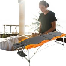 Aluminum Tube Professional Portable 3-Section Folding Massage Table 185cm Length 60cm Width SPA Beauty Bed Salon Furniture