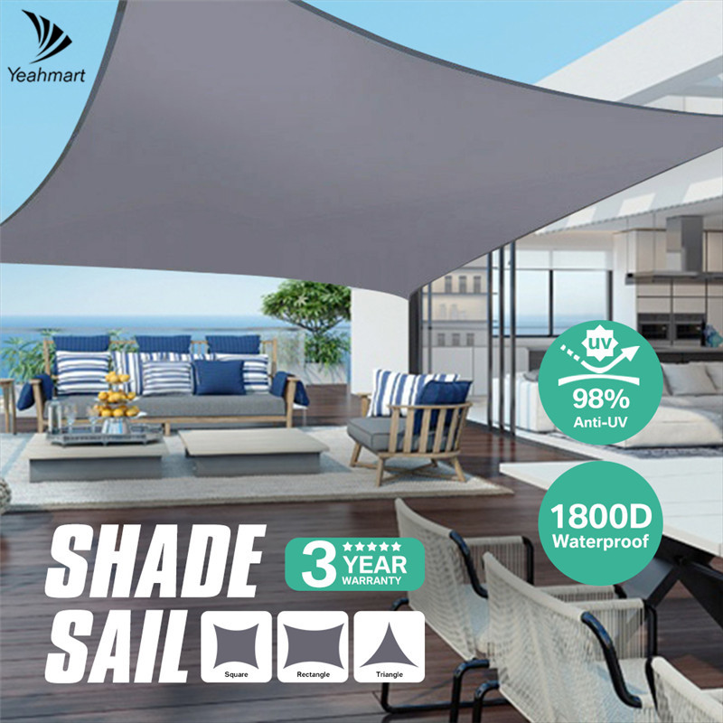 280GSM Grey Oxford Awnings Shade Sail Waterproof Square/Triangle 98%UV Protection Sunshade Cloth Outdoor Garden Canopy