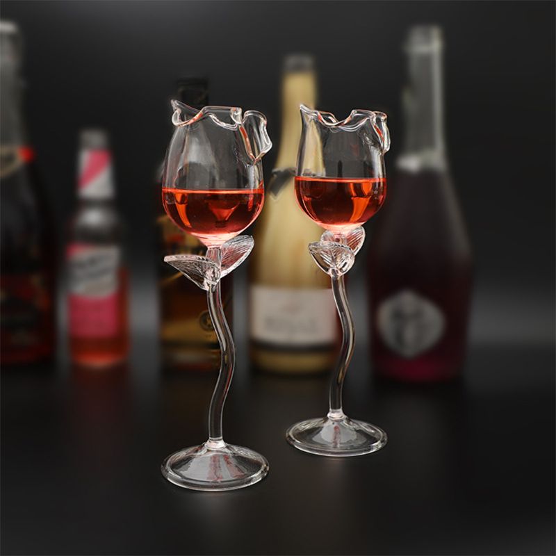 Fancy Red Wine Goblet Wine Cocktail Glasses 100ml Rose Flower Shape Wine Glass P PXPC