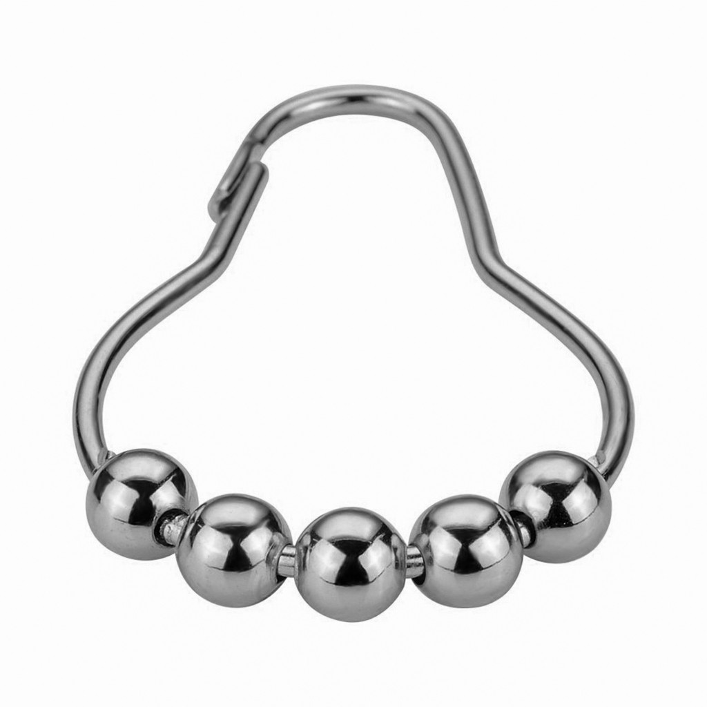 12pcs/pack Roller Ball Shower Curtain Rings Hooks Rust-Resistant Curtain Accessories Polished Satin Nickel Iron Hooks#YL5