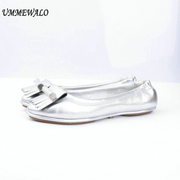 UMMEWALO Flat Shoes Women Genuine Leather Soft Ballet Flats Fashion High Qualiy Round Toe Ballerina Shoes Ladies Casual Shoes