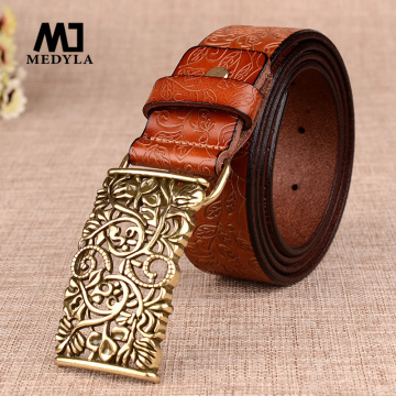 MEDYLA Women Genuine leather belts High quality cowskin Brand designer 4 colors Fashion Pin buckle Cinturon cintos New Arrival