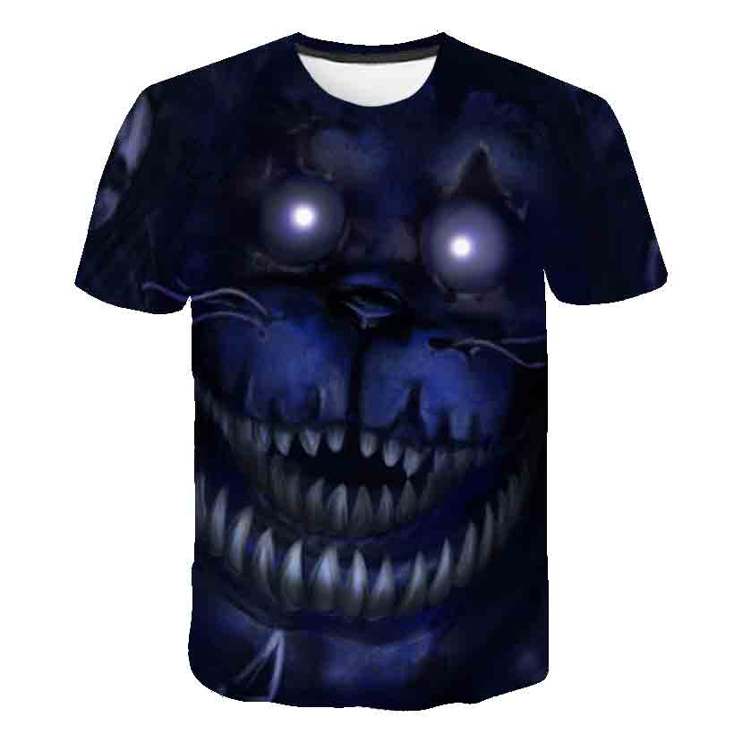 4-14Y Casual Fashion Summer Boys Polyester T shirt Fashion Style Short Sleeve O-Neck Five Nights At Freddy Cartoon Print T-Shirt