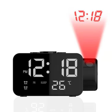 LED Digital Alarm Clock With Projection Table Watch Electronic Desktop Clock USB Wake Up FM Radio Time Projector Snooze Function