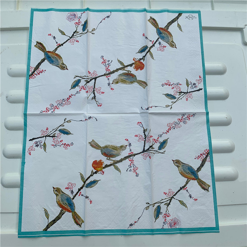 15 decoupage wedding vintage napkins paper elegant tissue bird yellow red flower craft birthday party serviettes decor 33*40cm