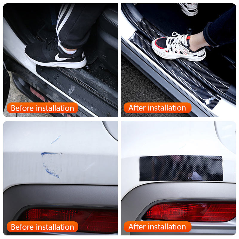 Car Styling Carbon Fiber Wrap 5D Car Door Protector Car Door Sill Strips Protector Carbon Fiber Vinyl Film Auto Bumper Stickers