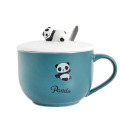 Creative cartoon large capacity mug with cover spoon cute girl heart ceramic cup home oat bowl Milk Cup