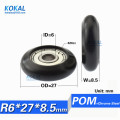 [R0627-8.5]Low noise 626zz bearing roller pulley hanging door outer diameter 27MM minsize type bearing NYLON wheel roller