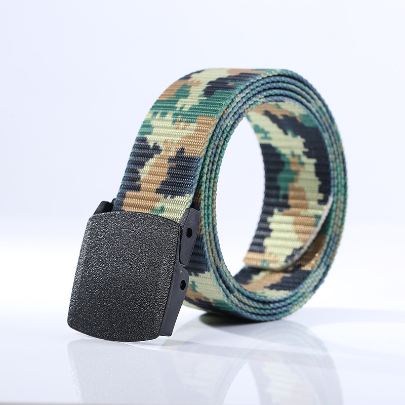 2018 New Men's Women's Soldier Canvas Fashion Durable Casual Nylon Camouflage Print Belt Strap PVC Plastic Buckle