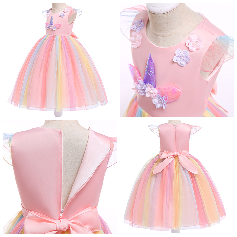 Girls Unicorn Dress Kids Halloween Christmas Gown Cosplay Clothing Children Birthday Party Fantasy Princess Dresses For Girl