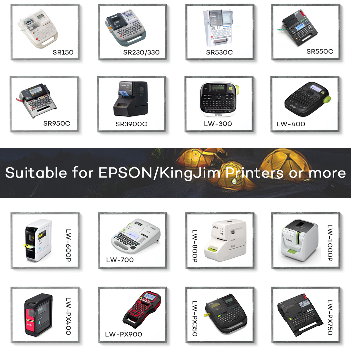 CIDY 2pcs Compatible SF12K LTC12-8 Fabric Iron-on label Tape FOR Epson/KingJim label maker 12MM Black on white LW300 LW400 LW700