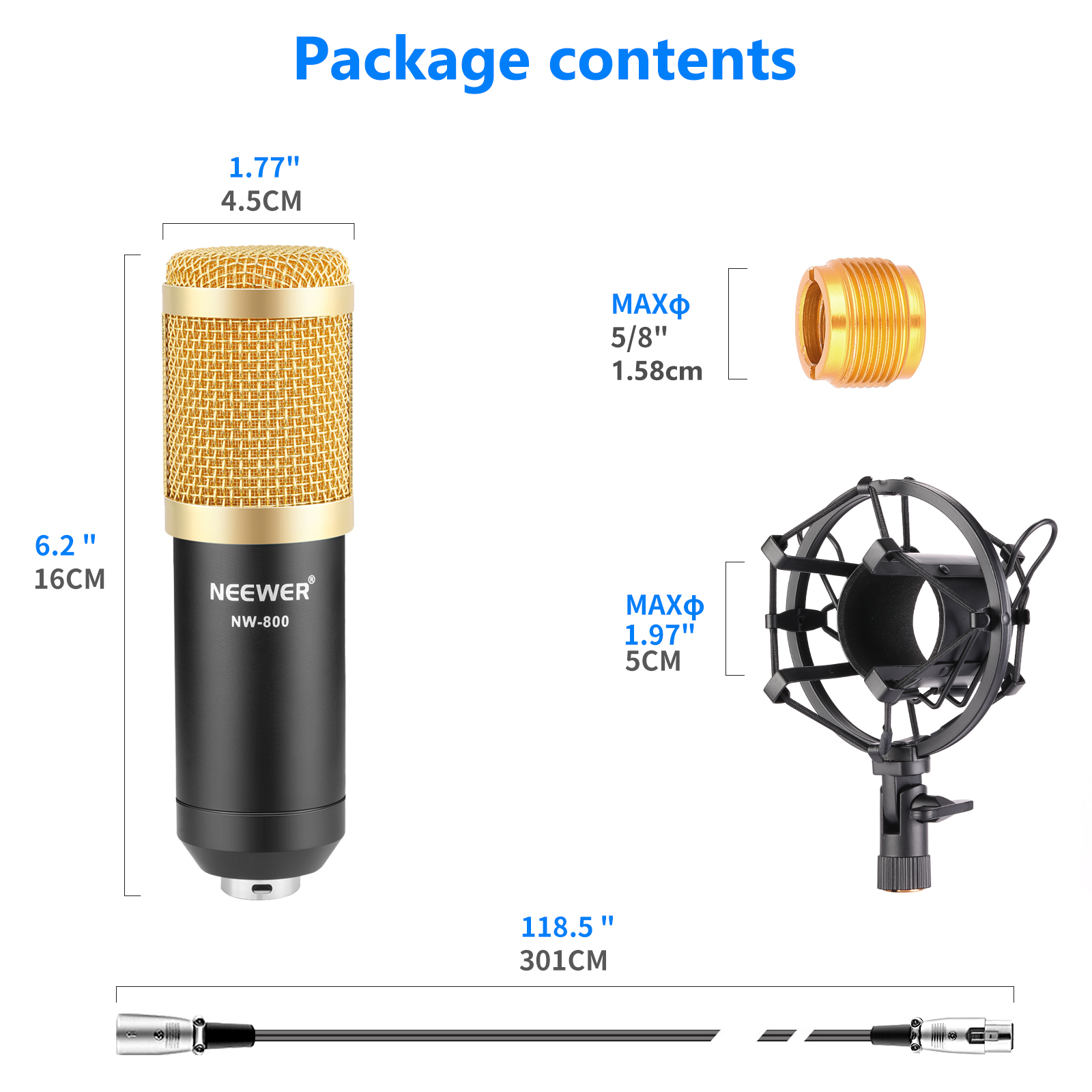 Neewer Professional NW-800 Condenser Microphone 2.5M Wired NW-800 karaoke NW800 Recording Microphone for Computer Karaoke KTV