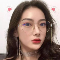 2020 New fashion simple unisex cat ear round Plain glasses for men women Metal frame anti Blue light glasses eyeglasses