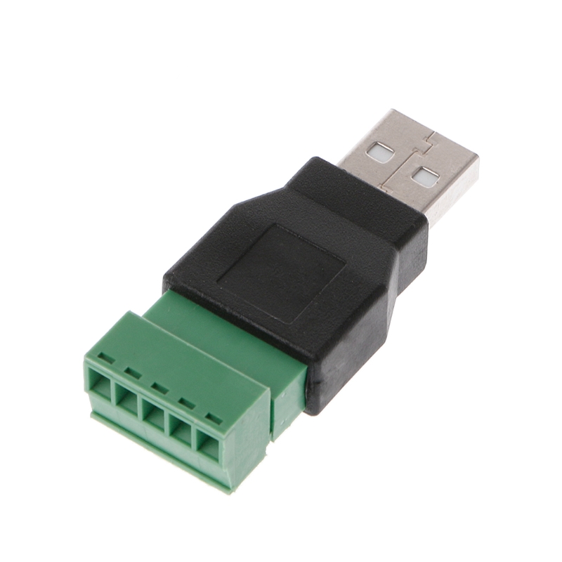 USB 2.0 Type A Male/Female to 5P Screw w/ Shield Terminal Plug Adapter Connecto