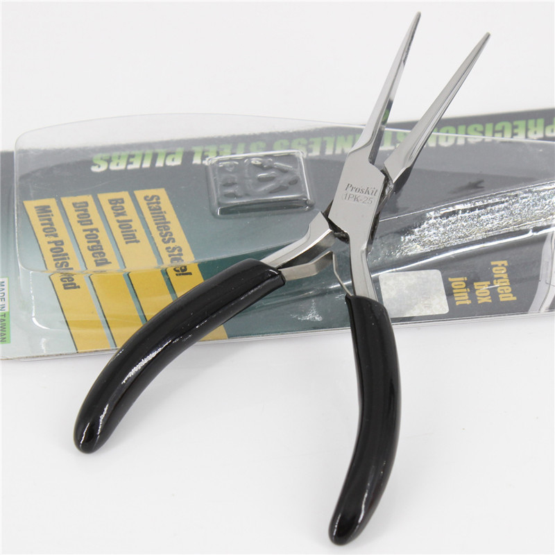 Mirror steel antirust has teeth fine nose pliers Pro'skit 1PK-25 long pointed mouth for maintenance construction operations tool