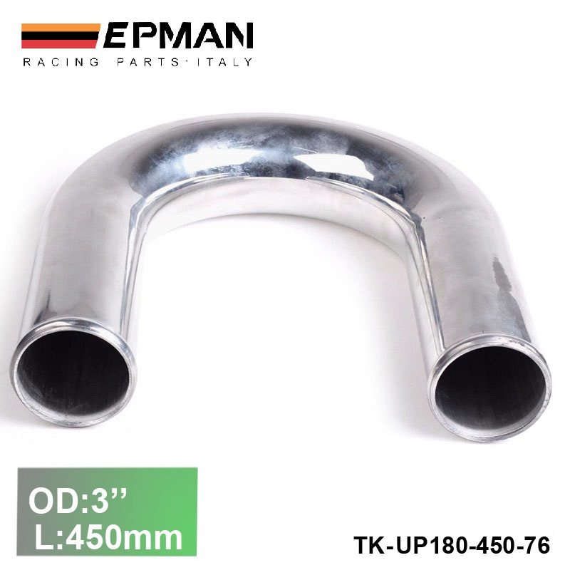 Aluminum Turbo 2pcs/unit 76mm 3" 180 Degree Intercooler Pipe L:450 mm For VW GOLF GTI 2.0T EP-UP180-450-76