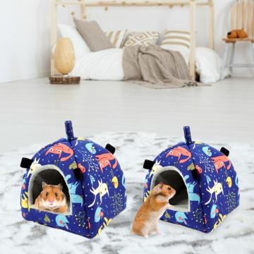Small Animal Guinea Pig Hamster Hedgehog Bed House Warm Cage Bed Habitat Cave Washable Cartoon Nest Cage Bed Home Pets Supplies