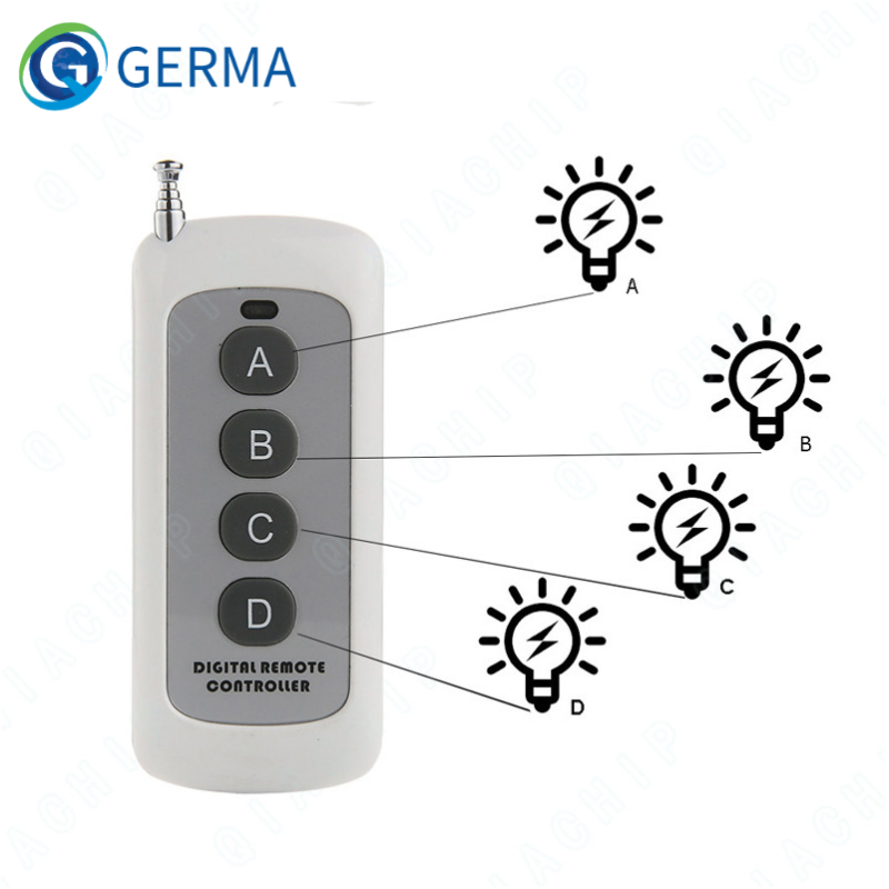GERMA 433MHz 4 CH Button 1527 Code Remote Control Switch RF Relay Transmitter Wireless Key For Smart Home Garage Opener Door