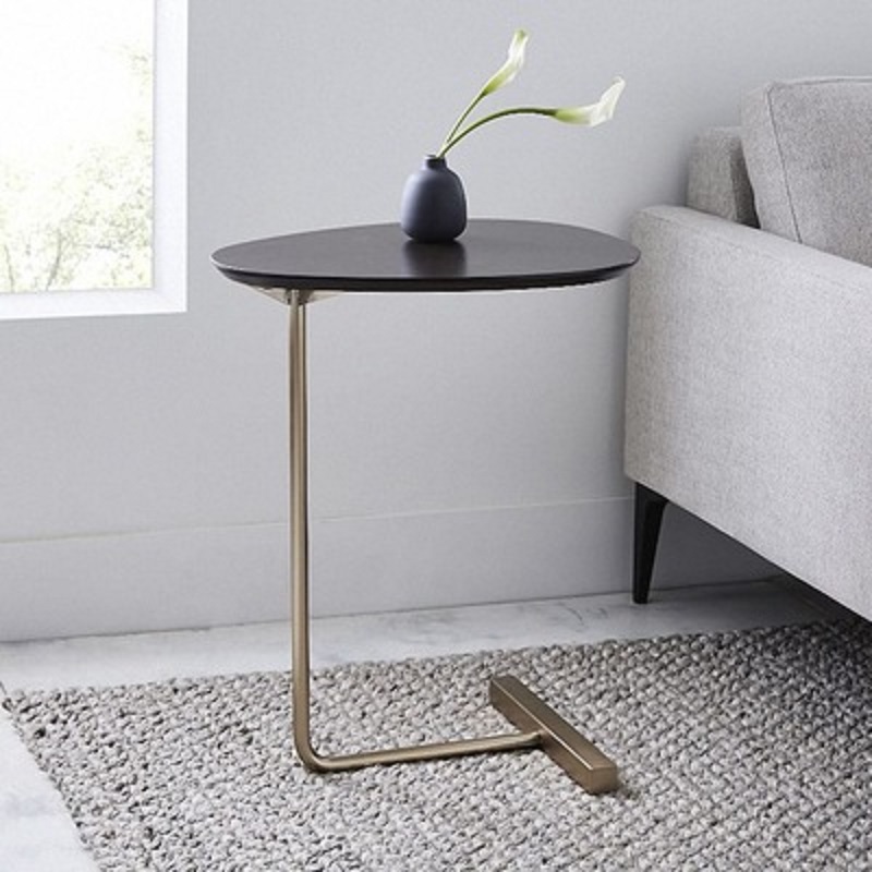 Simple Modern Side Table Iron Art Sofa Corner Table Lazy Bedside Reading Oval Coffee Table Tea Solid Wood Countertop