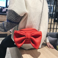 [EAM] 2021 Autumn Winter Fashion Handbag Velvet Bags For Women Bow Chain Shoulder Crossbody Bag Ladies Travel Bags HG218