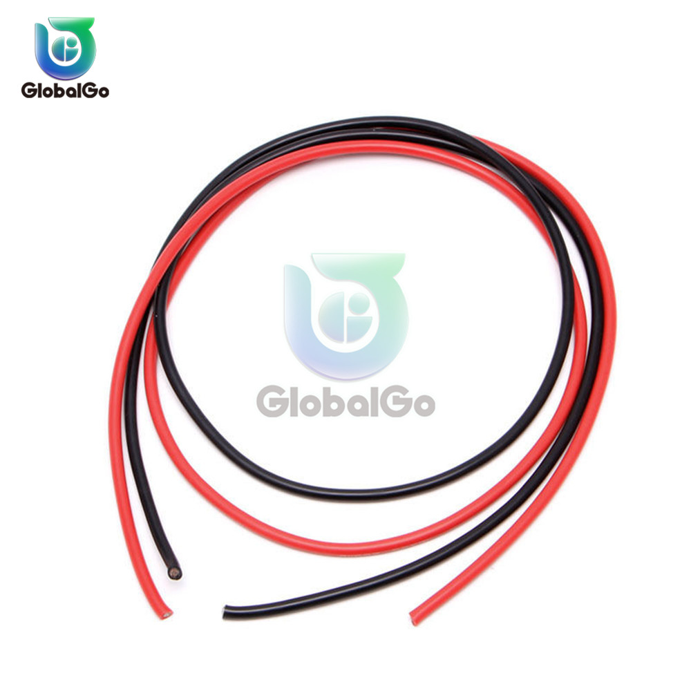 2pcs (Black+Red ) 85CM 10AWG Silicon Wire Electrical Tinned Copper Heatproof Soft Silicone Gel Wire Stranded Cables