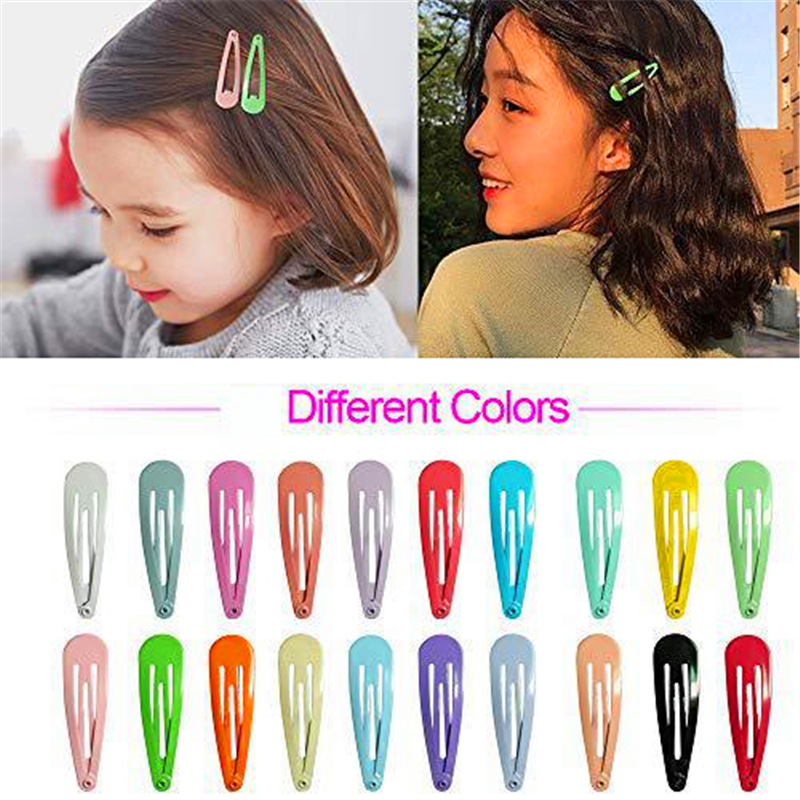 5cm Mix Solid Color Metal Hairgrip Girls Snap Hair Clips for Children Baby Hair Accessories Women Barrettes Clip Pins BCC05