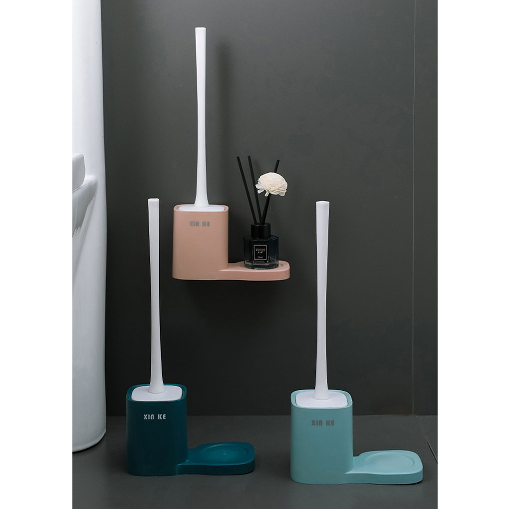 Wall Hanging Toilet Brush Wall-mounted Bathroom Toilet Brush Holder Set Clean Tool with Perforated Storage Base