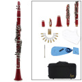 Clarinet ABS 17 Key bB Flat Soprano Binocular Clarinet with Cork Grease Cleaning Cloth Gloves 10 Reeds Screwdriver Reed Case