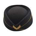 2019 Hot Sale Wool Felt Pillbox Air Hostesses Beret Hat Base Cap Airline Stewardess Sexy Formal Uniform Hat Caps Accessory