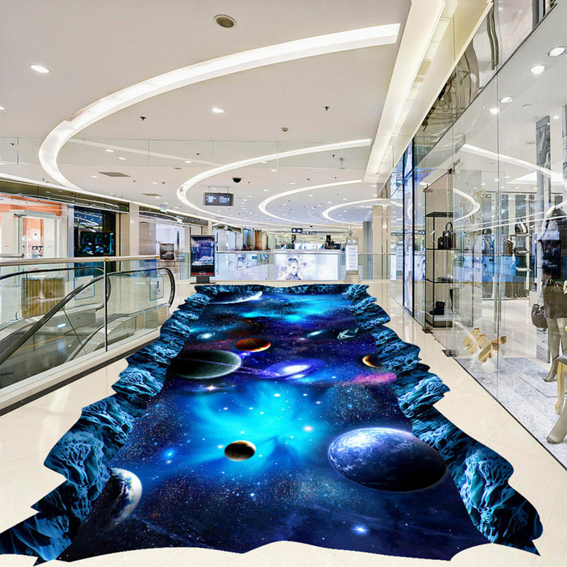 3D Wallpaper Modern Star Universe Flooring Mural Mall Outdoors Kid's Room 3D Floor Tiles PVC Self Adhesive Waterproof Wallpaper