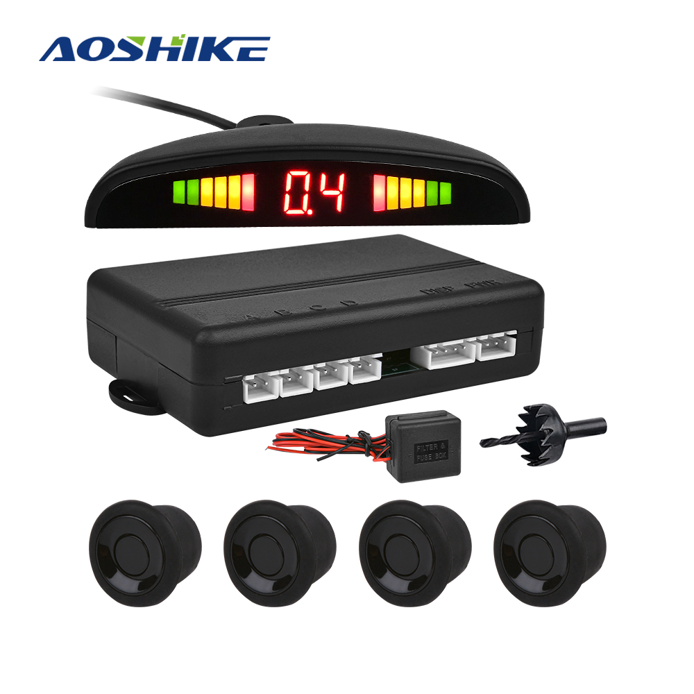 AOSHIKE 24V 22MM With Buzzer Parking System Sensor with 4 Sensors Reverse Backup Car Parking Radar For Container Truck