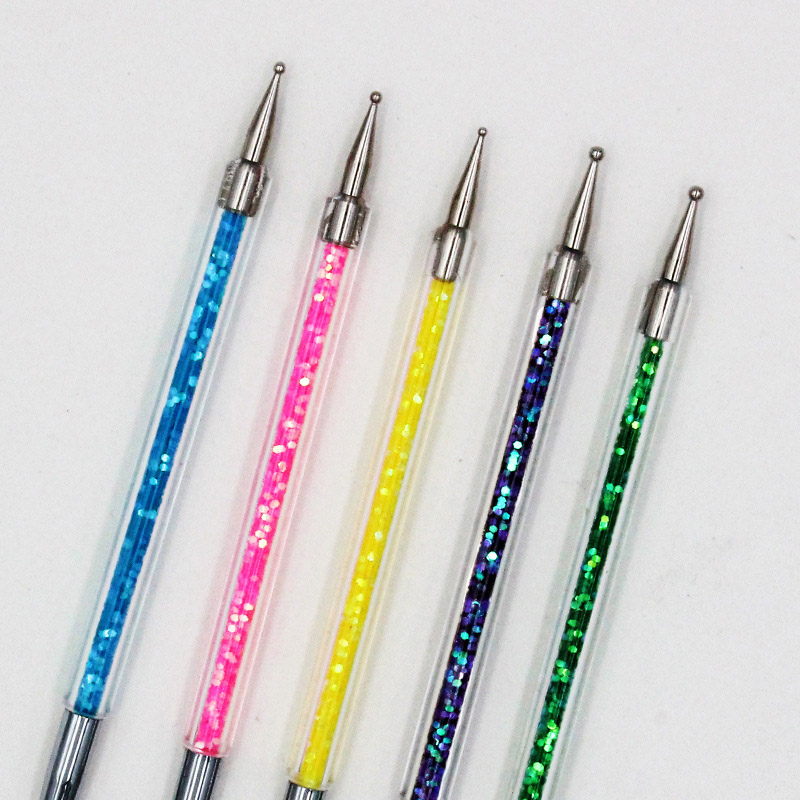 5Pcs Professional Crystal Drawing Line Brush Tools Painting Nail Art Dotting Double Head Pen Set For DIY Art Supplies